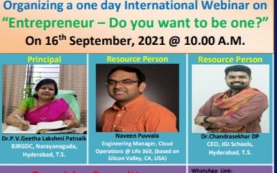 One Day International Webinar on Entrepreneur – Do you want to be One?