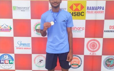 Mr Azharuddin (I B.A,HPP) won Silver Medals in 400 Mts. and 1000 Mts Medlay Relay