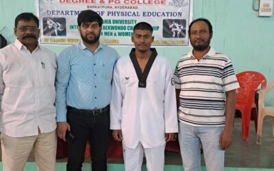 Mr S Nithish Kumar (B.Com) won Gold medal in Osmania University Inter collegiate Taekwondo (Men)